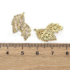 Brass Micro Pave Clear Cubic Zirconia Stud Earrings&nbsp;EJEW-F373-05G