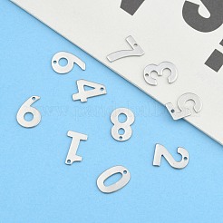 Tarnish Resistant 201 Stainless Steel Number Charms&nbsp;STAS-S035-M