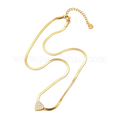 Heart 304 Stainless Steel Micro Pave Cubic Zirconia Pendant Necklaces&nbsp;NJEW-F285-03
