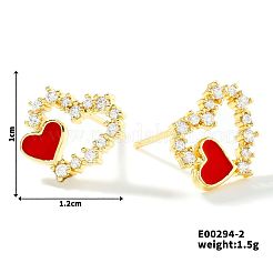 Exquisite Hollow Heart Brass Stud Earrings&nbsp;QC9695-2