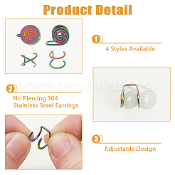 8Pcs 4 Styles Stainless Steel Cuff Earrings&nbsp;EJEW-HS0001-10MC
