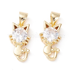 Brass Micro Pave Cubic Zirconia Pendants&nbsp;KK-D067-10G-01-RS