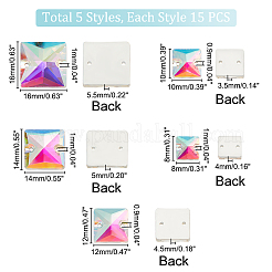 75Pcs 5 Styles Square Shape Sew on Rhinestone&nbsp;GLAA-GA0001-60B
