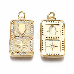 Brass Micro Pave Clear Cubic Zirconia Pendants&nbsp;KK-S356-231G-NF