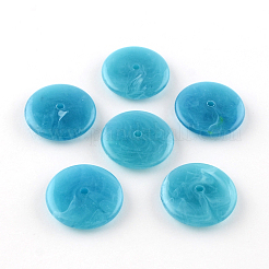 Flat Round Imitation Gemstone Acrylic Beads&nbsp;OACR-R040-M