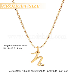 1pc Brass Chain & 304 Stainless Steel Letter Pendant Necklaces&nbsp;NJEW-LP0001-40N-G