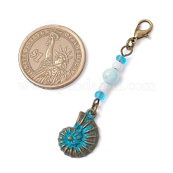 Ocean Theme Alloy Charm & Glass Beads Pendant Decorations&nbsp;HJEW-JM03158-01