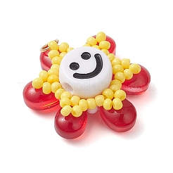 Glass Seed Beaded Sunflower Pendants&nbsp;PALLOY-MZ01014-03