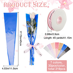 210Pcs 7 Colors Plastic Flower Bouquets Wrapping Packaging&nbsp;AJEW-CP0005-28