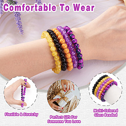 5 Colors Halloween Glass Beads Beaded Stretch Bracelet Sets&nbsp;BJEW-TAC0026