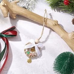 3Pcs Christmas Wood & Polyester Bowknot Pendant Decorations&nbsp;HJEW-JM04193
