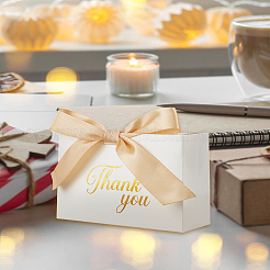 10Pcs Gold Stamping Thank You Printed Paper Candy Gift Packaging Boxes with Ribbon&nbsp;CON-LP0001-12