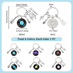 6Pcs 6 Colors Glass Pendant Keychains&nbsp;KEYC-PH0002-28