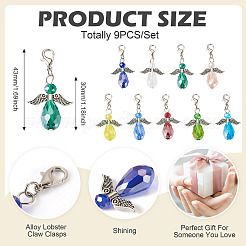 Angel Glass & Alloy Pendant Decoration&nbsp;HJEW-TAC0055