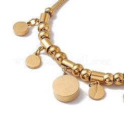 Crystal Rhinestone Roman Numeral Charm Bracelet with Round Snake Chains&nbsp;BJEW-P284-05G