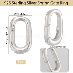 1Pc 925 Sterling Silver Spring Gate Rings&nbsp;STER-BBC0008-50C