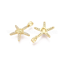 Brass Micro Pave Clear Cubic Zirconia Pendants&nbsp;KK-Q073-08G