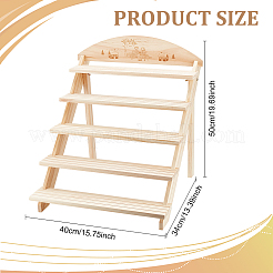 5-Tier 3-Row Wood Earring Display Card Racks&nbsp;ODIS-WH0329-35