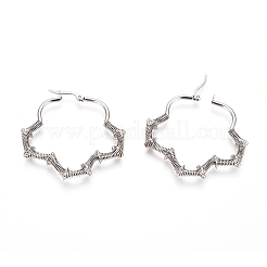 Non-Tarnish Long-Lasting Plated 304 Stainless Steel Wire Wrapped Hoop Earrings&nbsp;EJEW-D250-03A-P