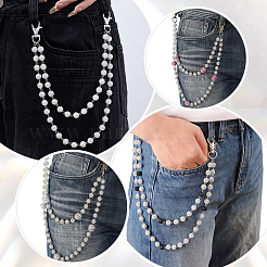 Polymer Clay Rhinestone Round Beaded Pants Chains for Women&nbsp;AJEW-WH0556-42A