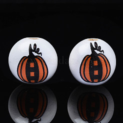 Autumn Theme Printed Natural Wood Beads&nbsp;WOOD-S057-081