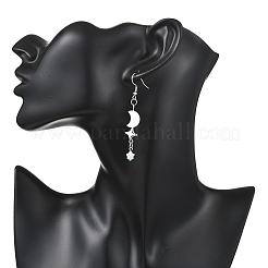 Star with Moon Natural Mixed Stone Dangle Earrings&nbsp;EJEW-JE06756