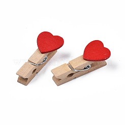 Wooden Craft Pegs Clips with Heart Beads&nbsp;WOOD-R249-006
