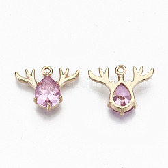 Brass Glass Rhinestone Pendants&nbsp;GLAA-S179-24B-RS