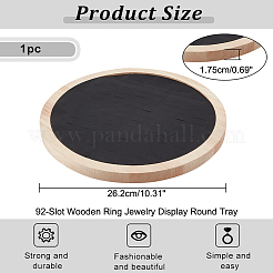92-Slot Wooden Ring Jewelry Display Round Tray&nbsp;EDIS-WH0030-20B