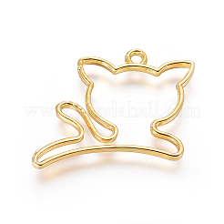 Zinc Alloy Kitten Open Back Bezel Pendants&nbsp;PALLOY-E564-02G