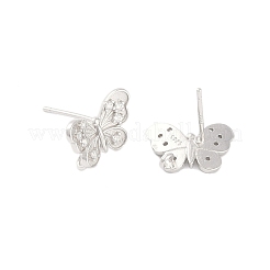 925 Sterling Silver Micro Pave Clear Cubic Zirconia Stud Earring Findings&nbsp;STER-U004-06P