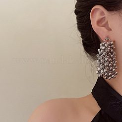 Alloy Round Tassel Stud Earrings&nbsp;FS-WG9B377-01