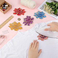 10Pcs 5 Colors Peony Polyester Embroidery Ornaments Accessories&nbsp;DIY-BC0018-08