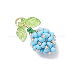 Glass Seed Beaded Flower Bud Pendants&nbsp;PALLOY-MZ00759-02