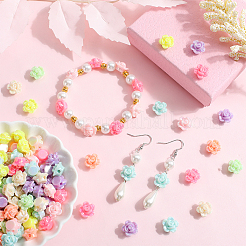 500Pcs AB Color Plated Opaque Acrylic Flower Beads&nbsp;SACR-SP0001-02