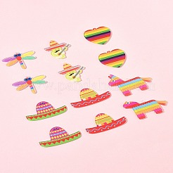 12Pcs 6 Styles Rainbow Color Printed Acrylic Pendants Sets&nbsp;OACR-FS0002-10