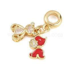 Brass Pave Clear Cubic Zirconia Animal European Dangle Charms&nbsp;KK-H273-53G-04