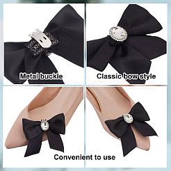 2Pcs Bowknot Polyester & Rhinestone Shoe Decoration&nbsp;FIND-DR0001-63B