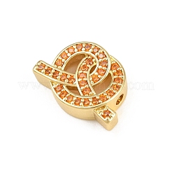 Brass Micro Pave Orange Cubic Zirconia Beads&nbsp;CU-CBAD306-22G