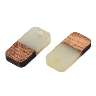 Two-tone Transparent Resin & Walnut Wood Pendants&nbsp;RESI-S384-008A-B05-1