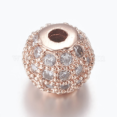 Brass Micro Pave Cubic Zirconia Beads&nbsp;ZIRC-E134-6mm-04-1