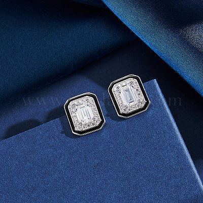 925 Sterling Silver Cubic Zirconia Stud Earrings&nbsp;EJEW-L294-013P-1