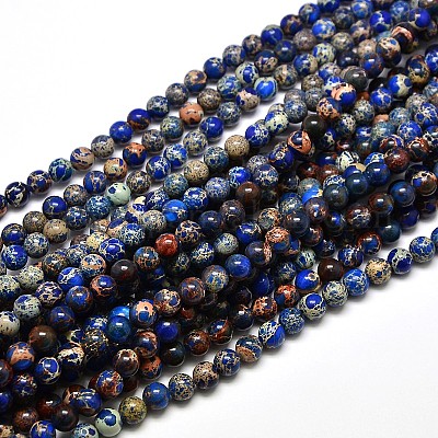 Natural Imperial Jasper Round Bead Strands&nbsp;G-I103-6mm-08-1