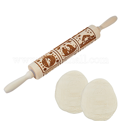 Wood Decorative Pattern Rolling Pin&nbsp;AJEW-WH0596-430B-1