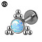 G23 Titanium Threadless Labrets, with Imitation Opal, Stainless Steel Color, Triangle, 8mm, Pin: 1.2mm