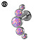 G23 Titanium Threadless Labrets, with Imitation Opal, Stainless Steel Color, Horn, 6mm, Pin: 1.2mm