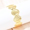 Brass Cuff Bangles for Women, Shell Shape, Rack Plating, Long-Lasting Plated, Cadmium Free & Lead Free, Real 18K Gold Plated, Inner Diameter: 2-3/8x2-1 inch(6.1x5.55cm)