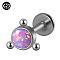 G23 Titanium Threadless Labrets, with Imitation Opal, Stainless Steel Color, Flat Round, 8mm, Pin: 1.2mm