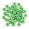 Handmade Polymer Clay Beads, Disc/Flat Round, Heishi Beads, Light Green, 4x1mm, Hole: 1mm, about 55000pcs/1000g