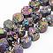 Electroplated Natural Druzy Quartz Crystal Bead Strands, Flat Round, Dyed, 12x5~10mm, Hole: 1.5mm, about 16pcs/strand, 7.8 inch